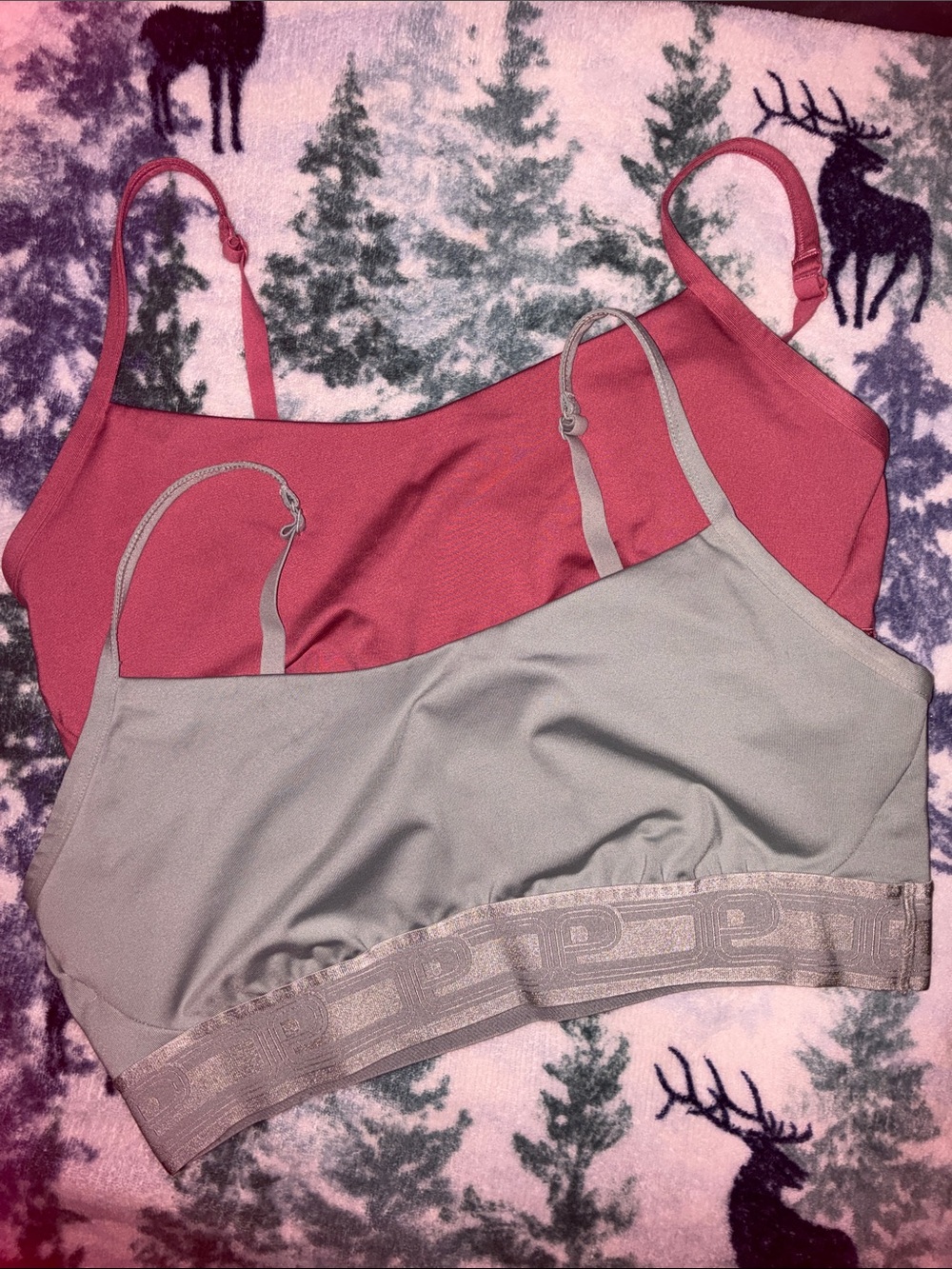 PINK Victoria's Secret Bralette Duo in Rose Pink & Light Gray